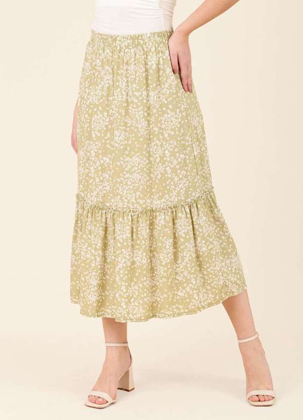 Pop Me - Saia Midi em Viscose Liberty Garden Verde 3