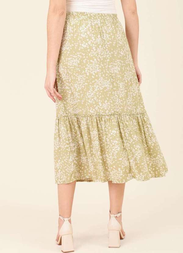 Pop Me - Saia Midi em Viscose Liberty Garden Verde 4