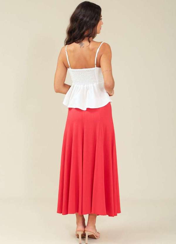 Pop Me - Saia Midi Evase em Viscose com Recortes Vermelho 2