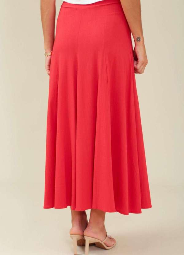 Pop Me - Saia Midi Evase em Viscose com Recortes Vermelho 4
