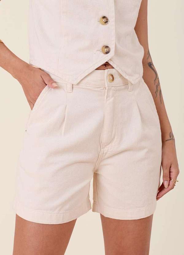 Pop Me - Short Baggy em Sarja Bege 3