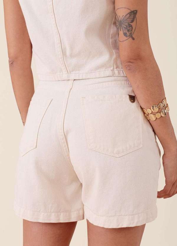 Pop Me - Short Baggy em Sarja Bege 4