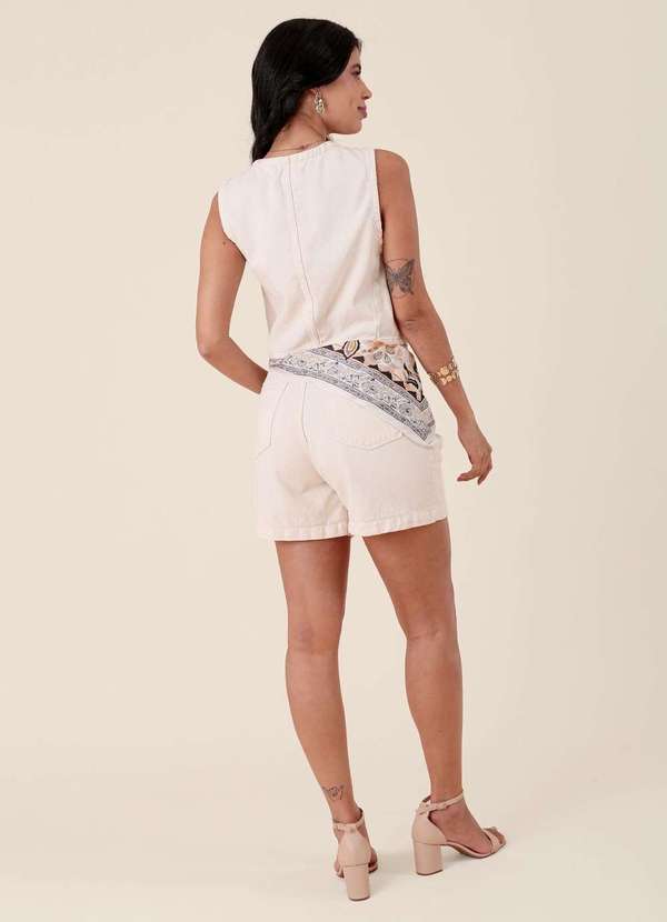 Pop Me - Short Baggy em Sarja Bege 6