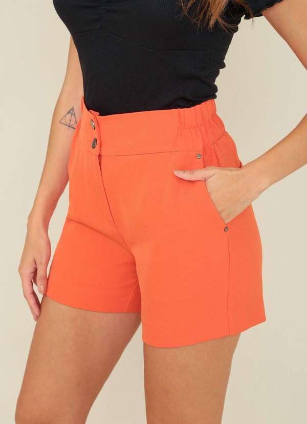Pop Me - Short em Alfaiataria Elastico Lateral Laranja 3