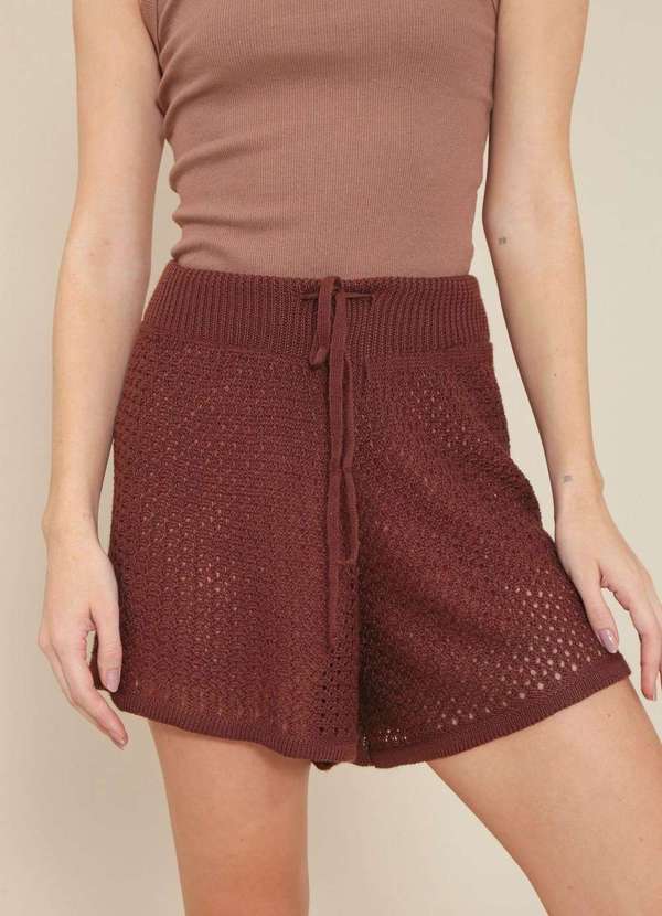 Pop Me - Short em Trico com Cordao no Cos Marrom 3