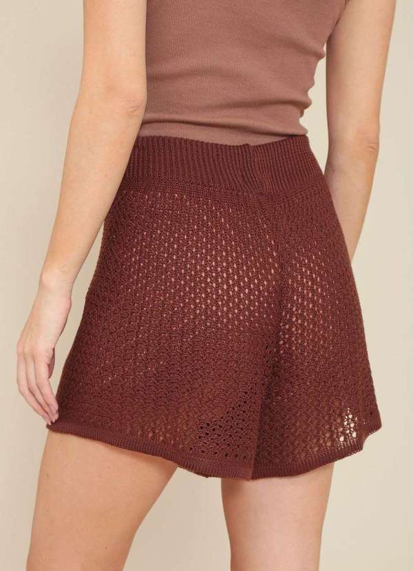 Pop Me - Short em Trico com Cordao no Cos Marrom 4