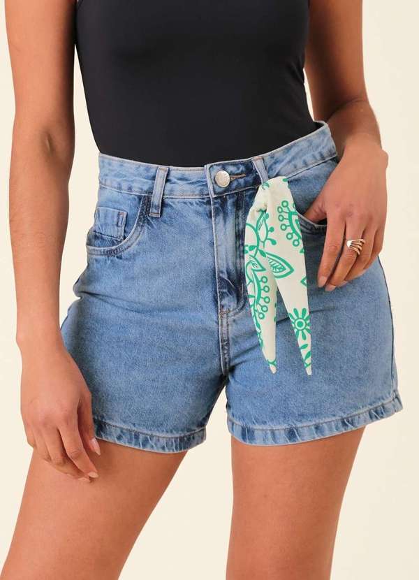Pop Me - Short Jeans com Lenco Azul 2
