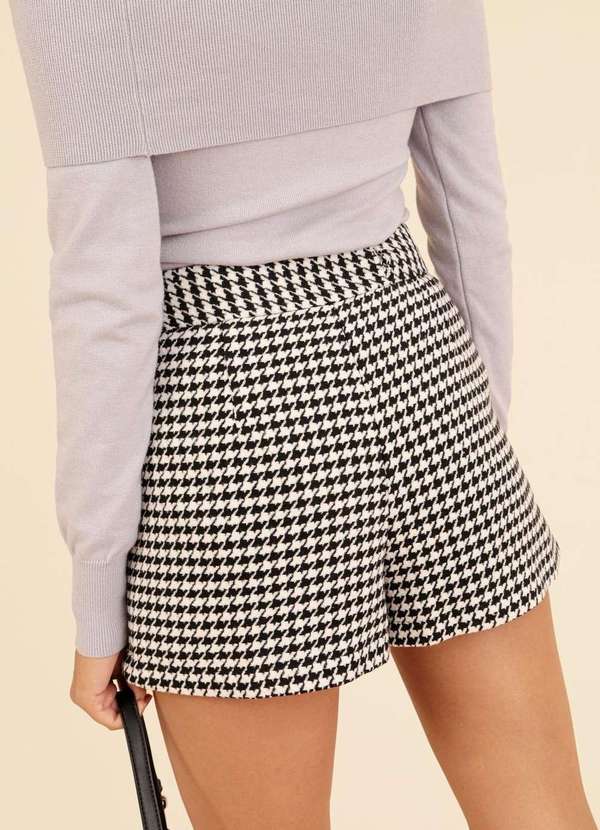 Pop Me - Short Saia Pied Poule Preto 3