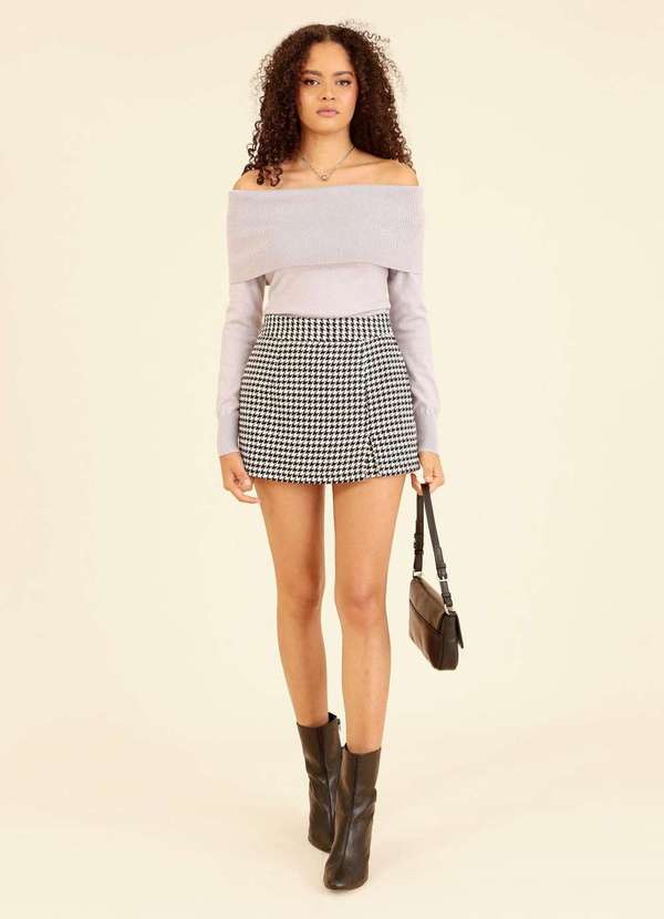 Pop Me - Short Saia Pied Poule Preto 4