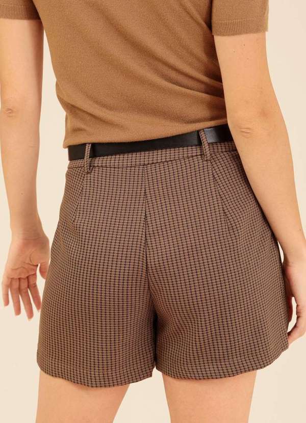 Pop Me - Shorts Saia em Alfaiataria Xadrez Marrom 7