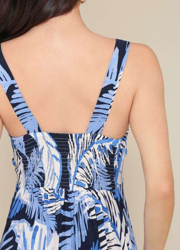 Pop Me - Vestido Longo em Viscose com Alca Estampa Tropical Azul 4