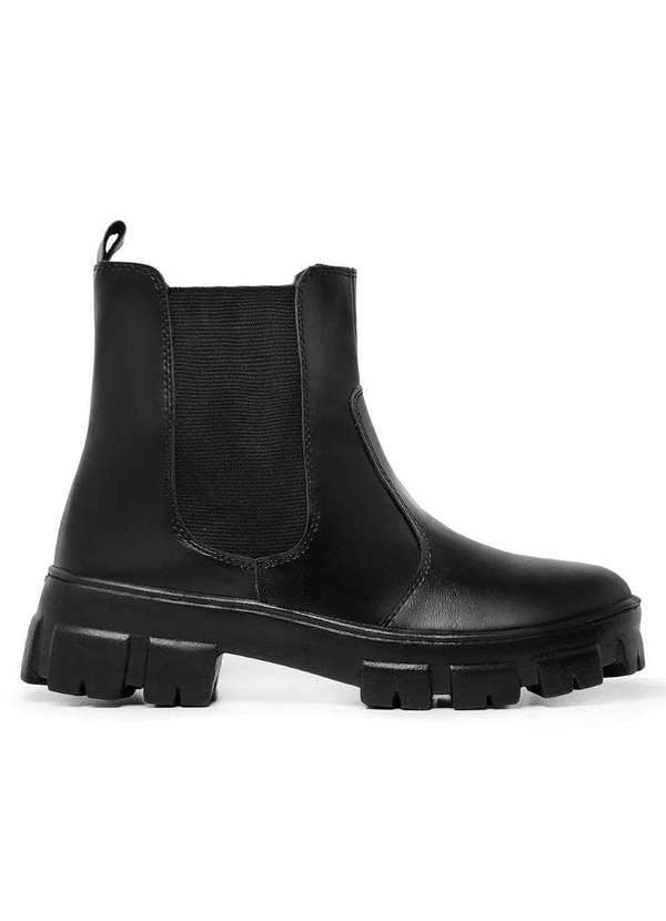 Damers - Bota Feminina Cano Curto Tratorada Elastico Moderna Preto