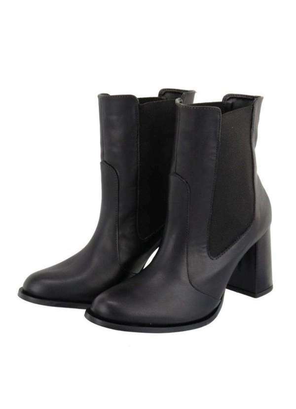Damers - Bota Feminina Cano Medio Fechamento Elastico Bico Fino Preto