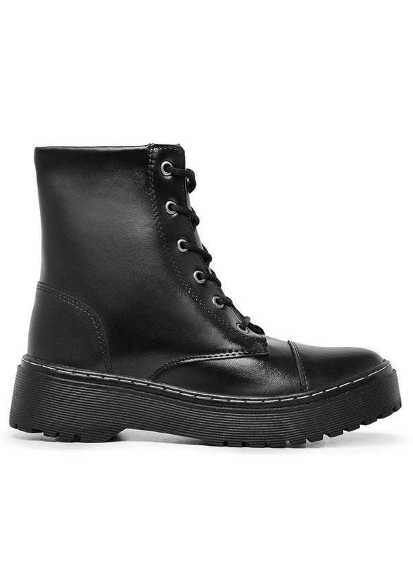 Damers - Bota Feminina Coturno Cadarco Tratorada Cano Medio Moderna Preto