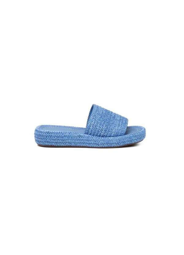 Damers - Papete Feminina Slide Palha Flatform Casual Azul