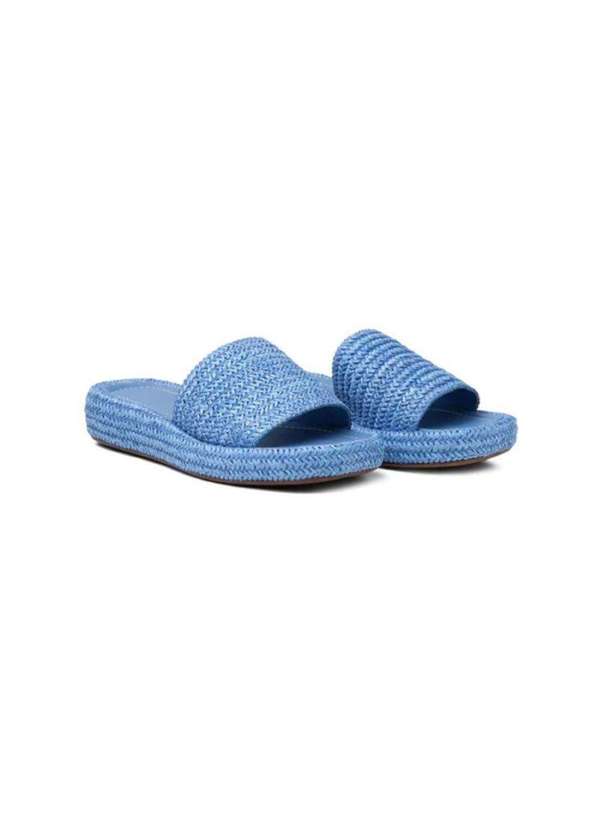 Damers - Papete Feminina Slide Palha Flatform Casual Azul 2