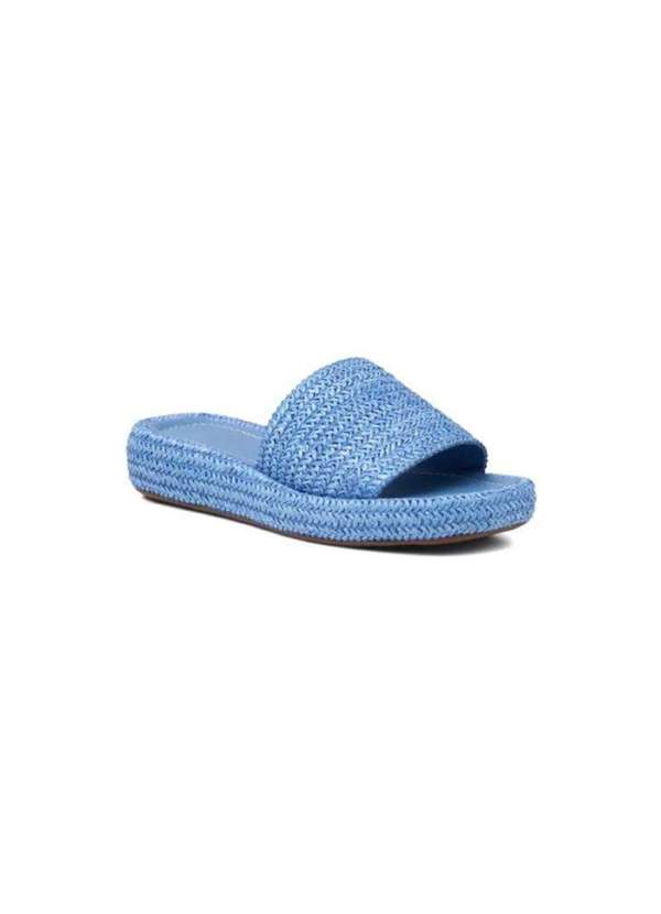 Damers - Papete Feminina Slide Palha Flatform Casual Azul 3