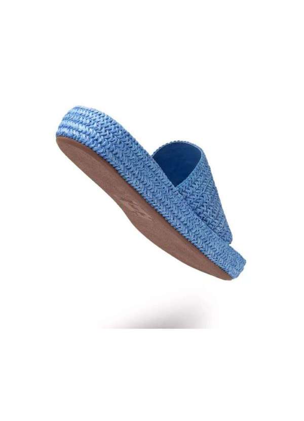 Damers - Papete Feminina Slide Palha Flatform Casual Azul 4