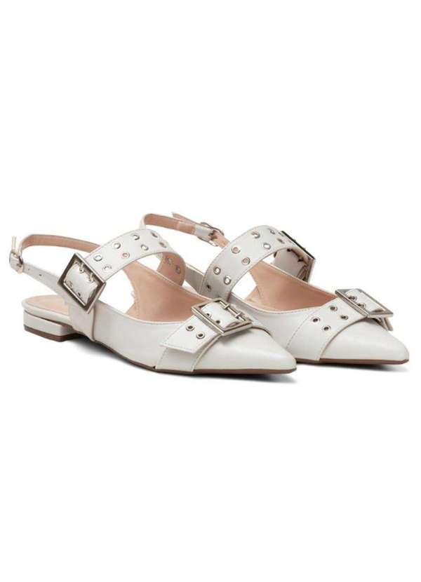 Damers - Sandalia Feminina Slingback Metal Casual Branco 2
