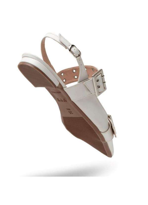 Damers - Sandalia Feminina Slingback Metal Casual Branco 3