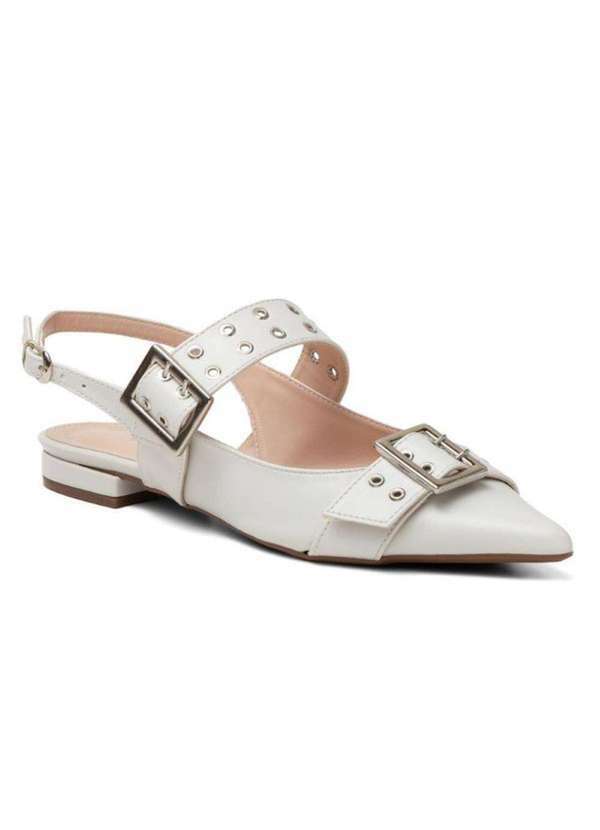 Damers - Sandalia Feminina Slingback Metal Casual Branco 4