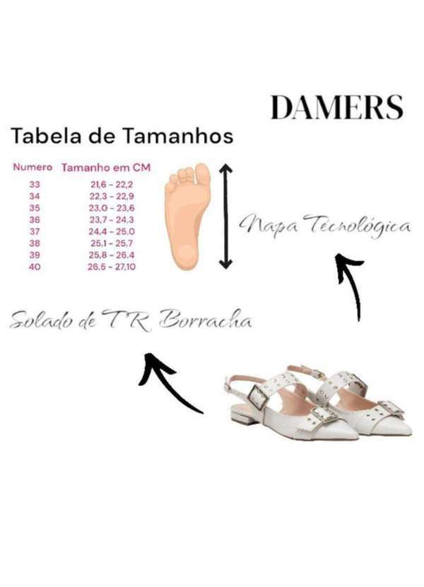 Damers - Sandalia Feminina Slingback Metal Casual Branco 6