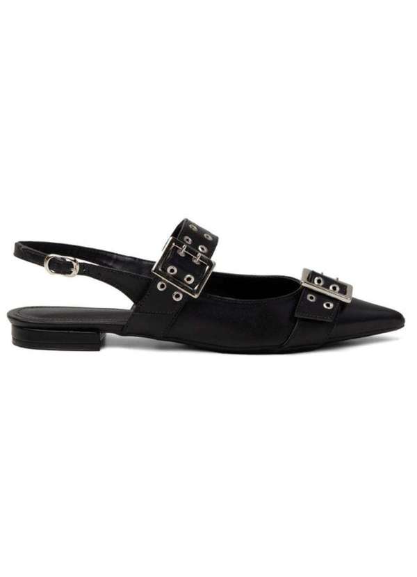 Damers - Sandalia Feminina Slingback Metal Casual Preto