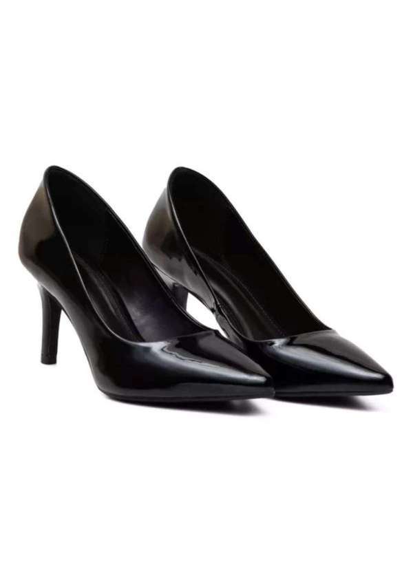 Damers - Scarpin Feminino Casual Salto Fino Verniz Moderno Elegante Preto