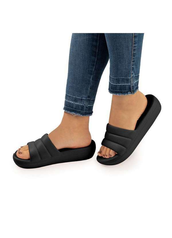 Piccadilly - Chinelo Piccadilly Marshmallow Fem Eva Preto C222001-1 Preto
