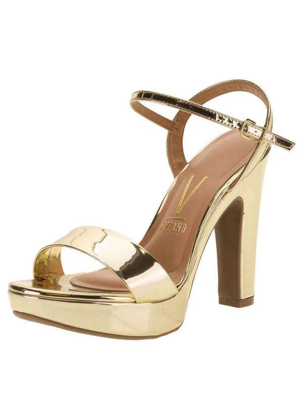 Sandália Feminina Salto Vizzano Meia Pata Dourado 6292200 Dourado
