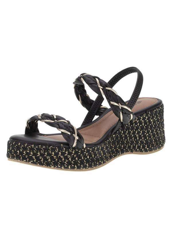 Mississipi - Sandália Mississipi Feminina Anabela Preto/Bege Q7201-0001 Preto