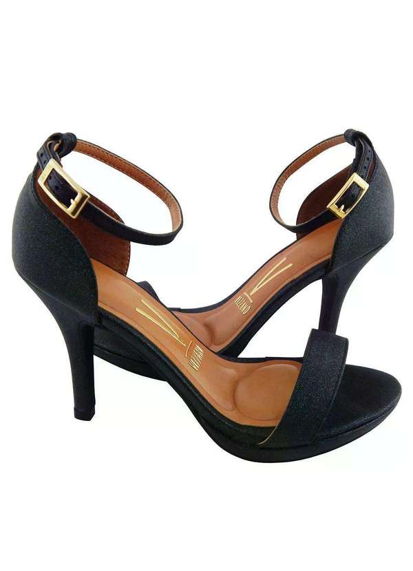 Vizzano Sandália Vizzano Glitter Brilho Salto Alto Preto 6210655pg Preto  Gliter