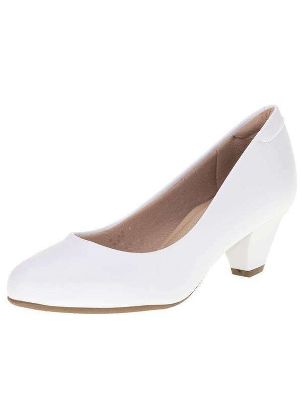 Modare - Sapato Modare Ortopedico Feminino Salto Grosso Medio 7005600 Branco