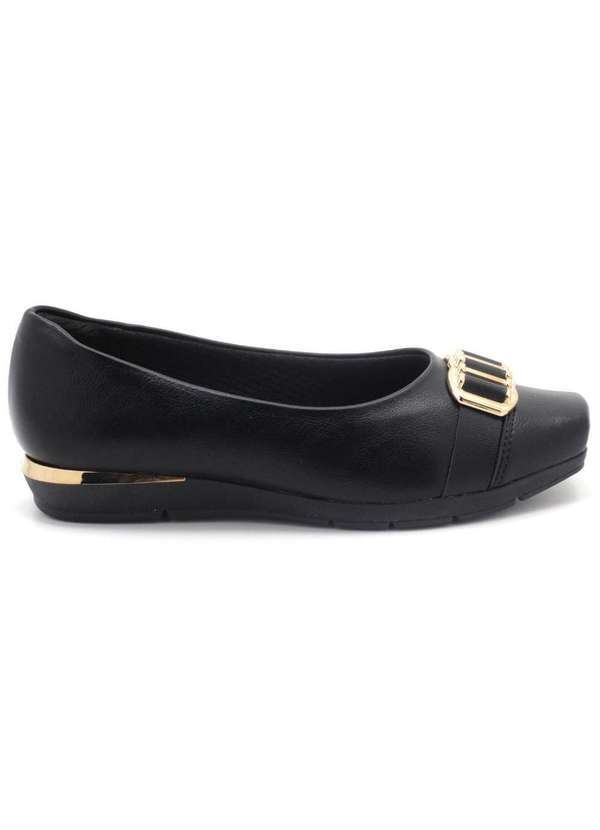 Piccadilly - Sapato Piccadilly Anabela Maxi Fivela Joanete Preto 147190-2 Preto