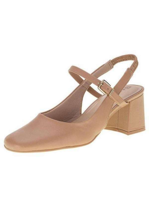 Ramarim - Sapato Ramarim Salto Bloco Slingback Bege 2417131-4 Bege
