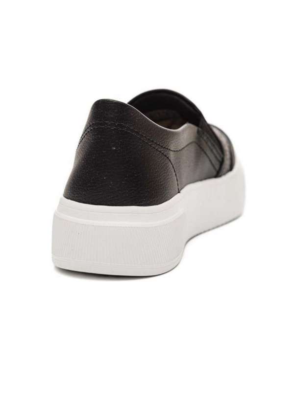 Slip on shops couro kolosh furinhos com zíper lateral feminino