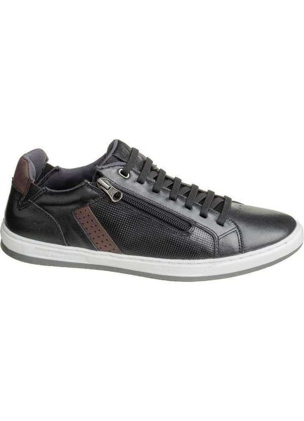 Rafarillo - Sapatênis Masculino Rafarillo Couro Preto 65018 Preto