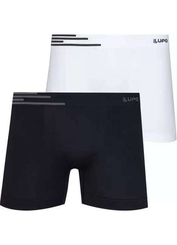 Lupo - Cueca Lupo Kit C/2 Boxer Microfibra Branco/Preto 00436-088-9 Preto e Branco