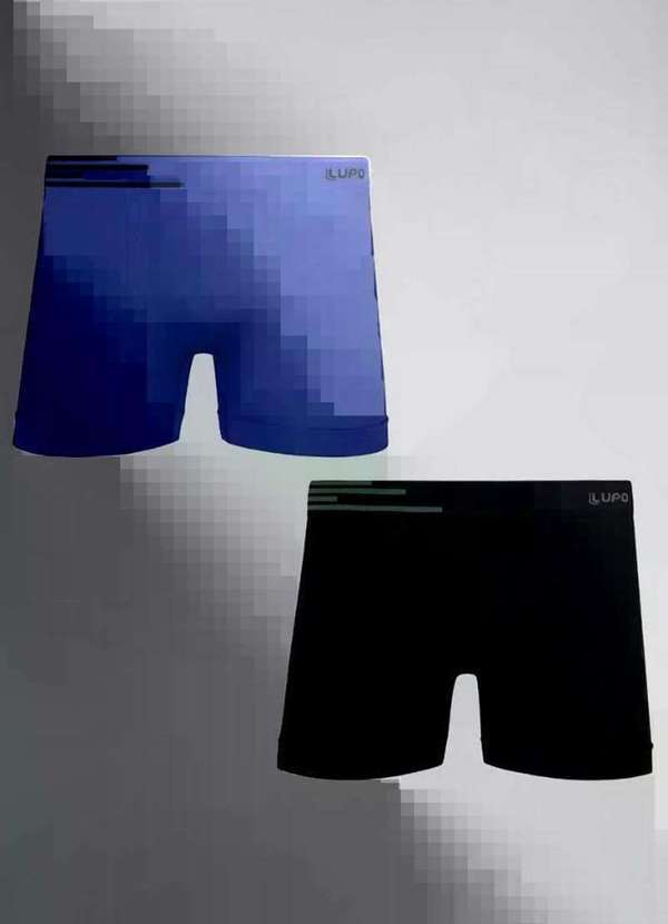 Lupo - Cueca Lupo Kit C/2 Boxer Microfibra Preto Azul00436-088-907 Preto e Azul