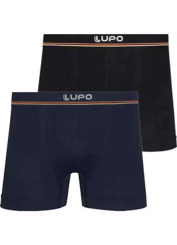 Lupo - Cueca Lupo Kit C/2 Boxer Microfibra Preto/Marinho 00436-088- Preto e Marinho