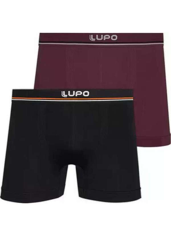 Lupo - Cueca Lupo Kit C/2 Boxer Microfibra Preto/Vinho 00436-088-91 Preto e Vinho