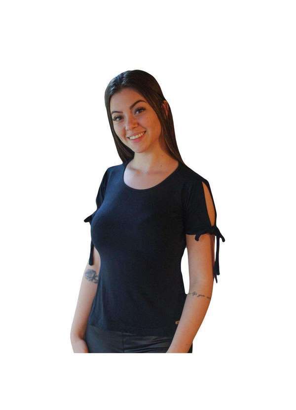 Cia da Malha - Blusa Feminina Manga Aberta Preto