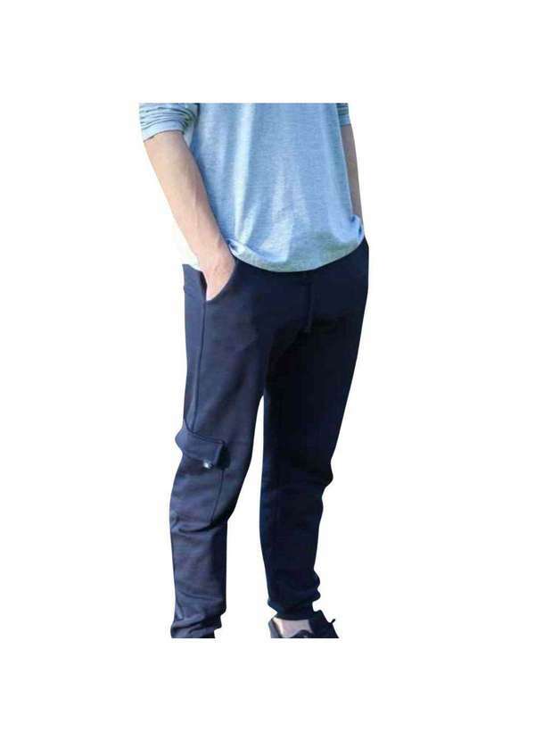 Cia da Malha - Calca Moletom Masculina Adulto Cargo Preto