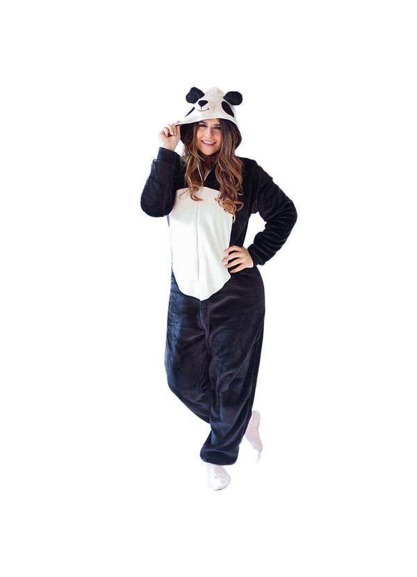 Cia da Malha - Macacao Pijama Kigurumi Fleece Adulto Preto
