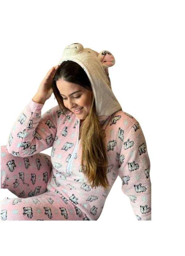 Cia da Malha - Macacao Pijama Kigurumi Fleece Adulto Rosa