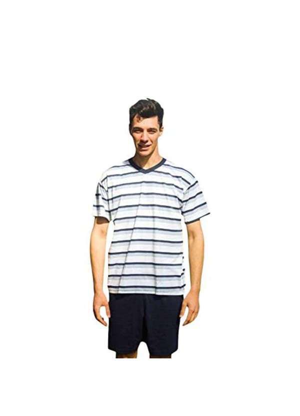 Cia da Malha - Pijama Verao Masculino Adulto Azul
