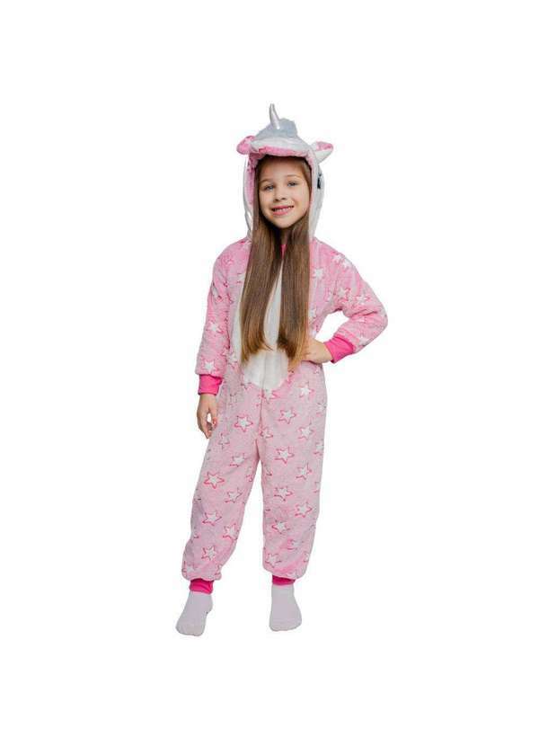 Cia da Malha - Macacao Pijama Fleece Plush Soft Kigurumi Infantil Estampado