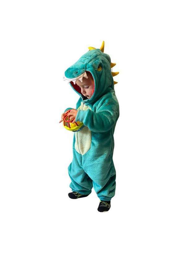 Cia da Malha - Macacao Pijama Fleece Plush Soft Kigurumi Infantil Verde