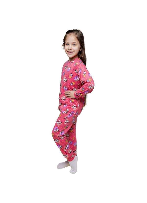 Cia da Malha - Pijama Suede Estampado Feminino Infantil Rosa 4