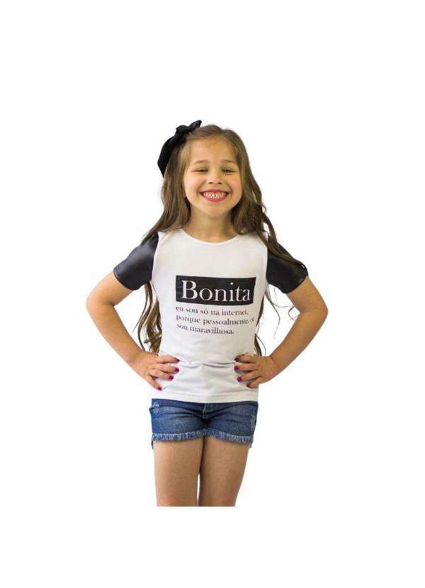Cia da Malha - Blusa Verao Infantil Feminina Detalhe Manga Branco